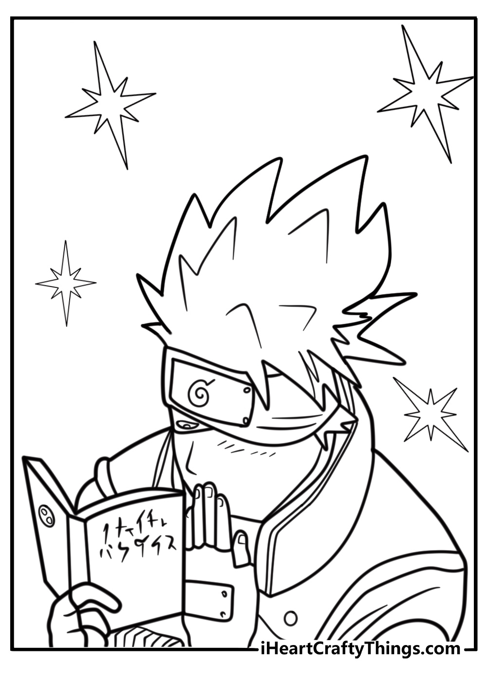 Kakashi reading Icha Icha book coloring page