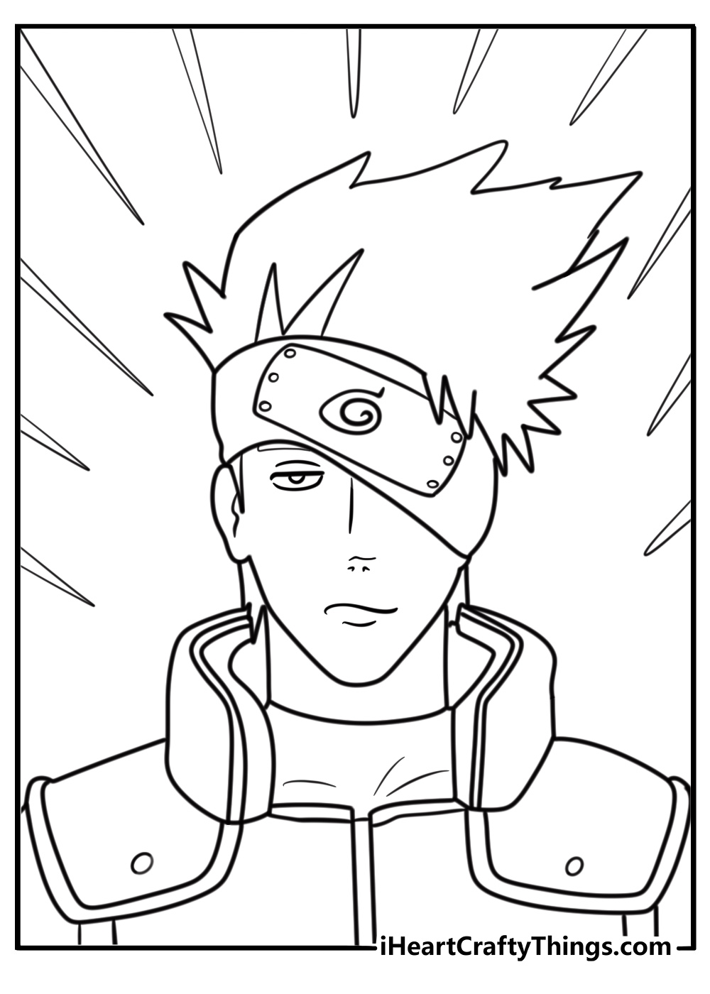 Kakashi showing his face without mask coloring page