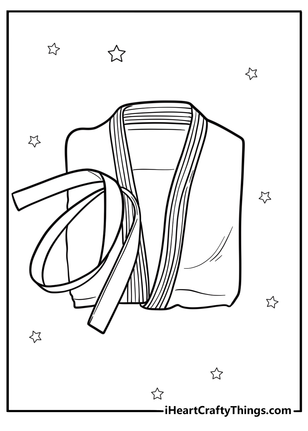 Karate uniform with belt on the floor coloring page