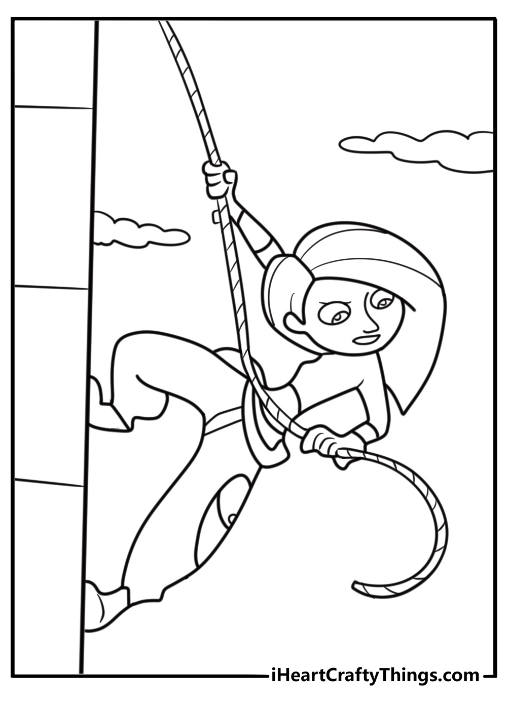 Kim Possible climbing a building free coloring page