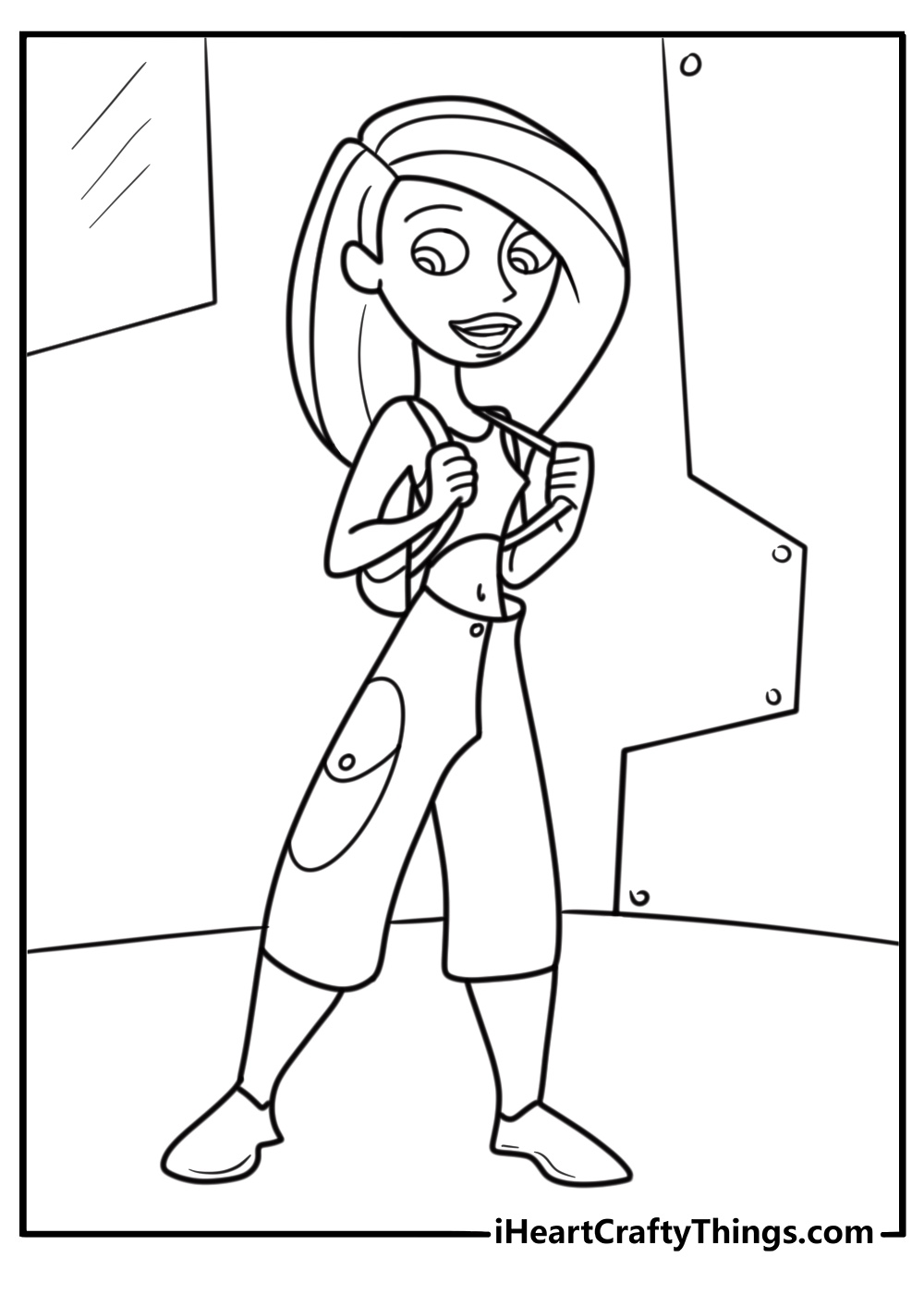 Kim Possible in her mission outfit coloring page