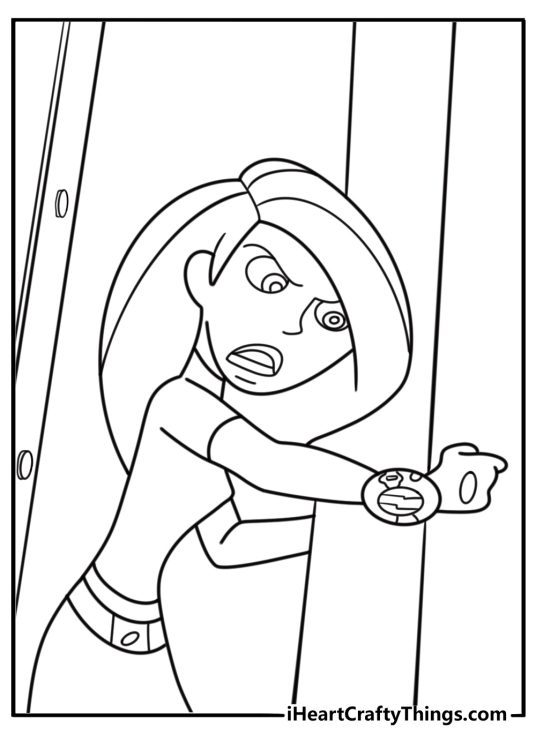 Kim Possible talking on her Kimmunicator coloring page