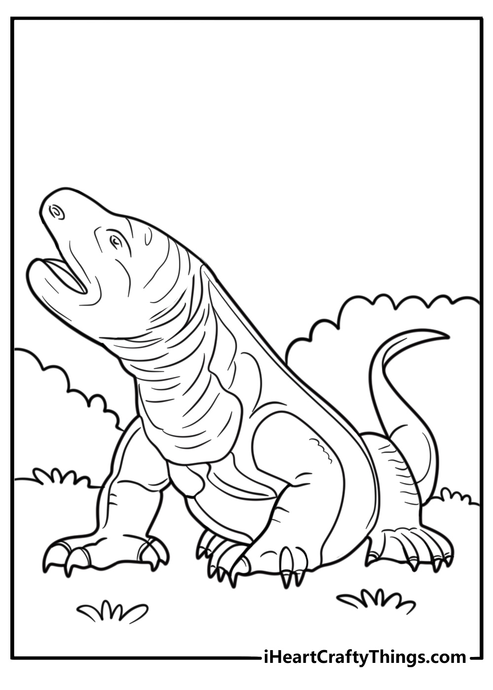 Komodo dragon moving slowly with heavy body coloring page