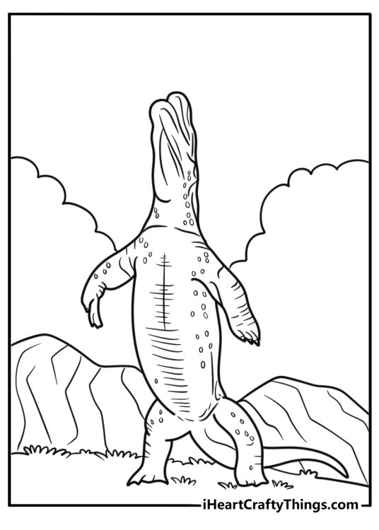 Komodo dragon using its long tail for balance coloring page