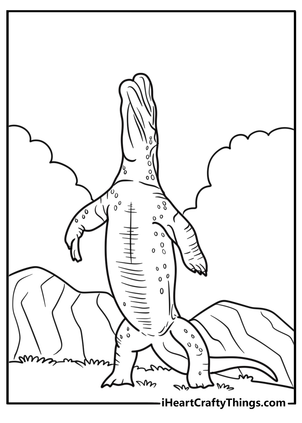 Komodo dragon using its long tail for balance coloring page