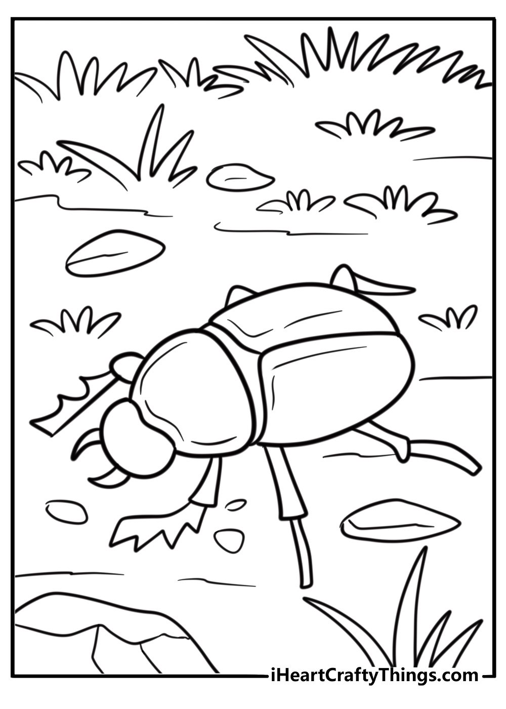 Large beetle on the forest floor coloring page
