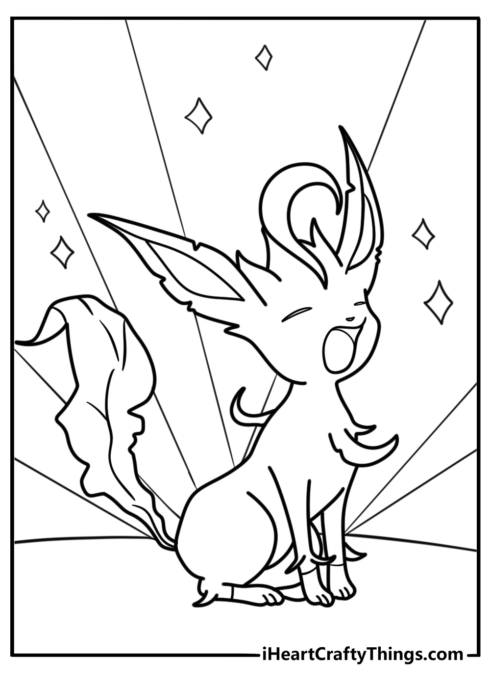 Leafeon in a clearing with sparkling energy around its paws