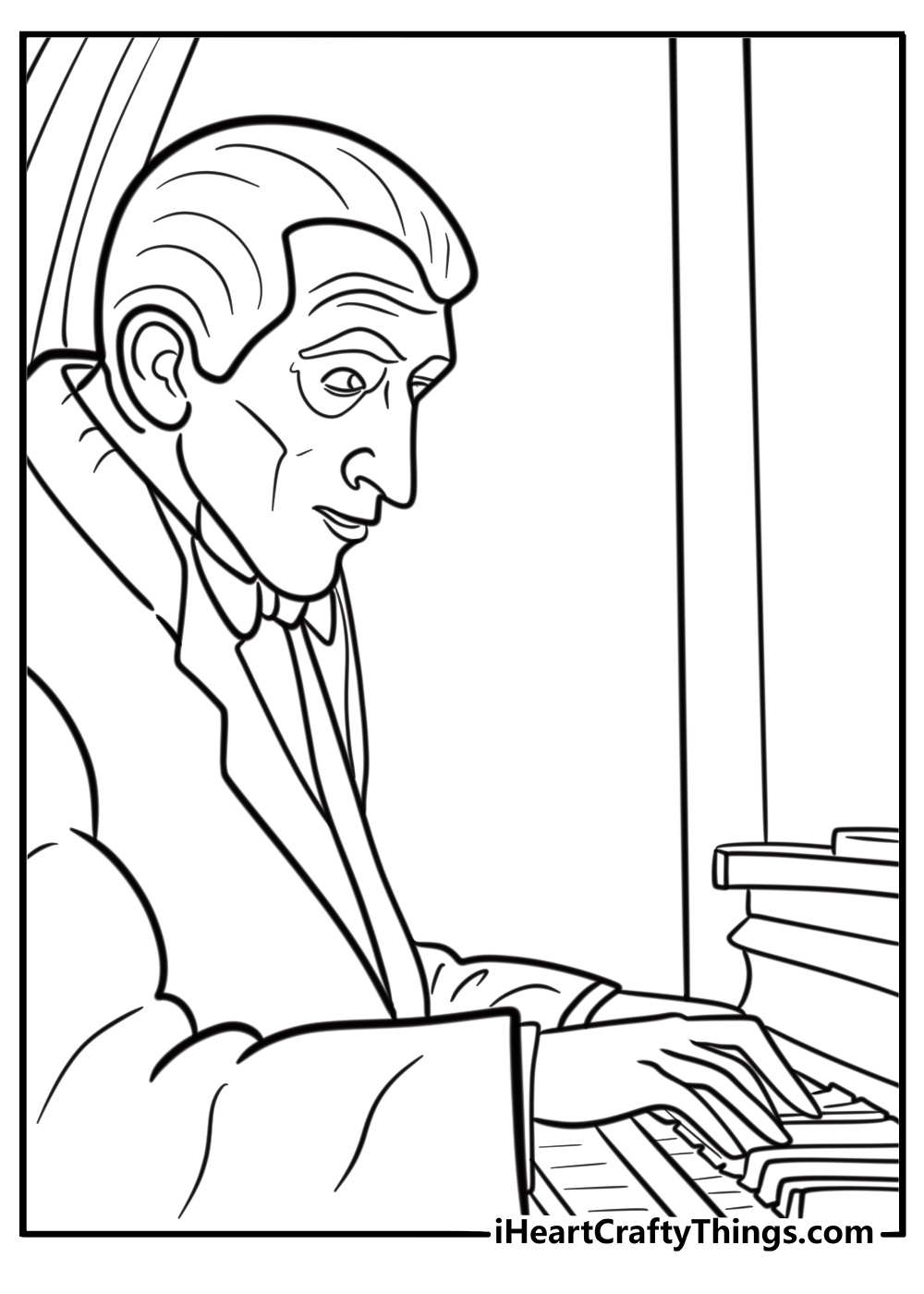 Lurch playing the harpsichord coloring page