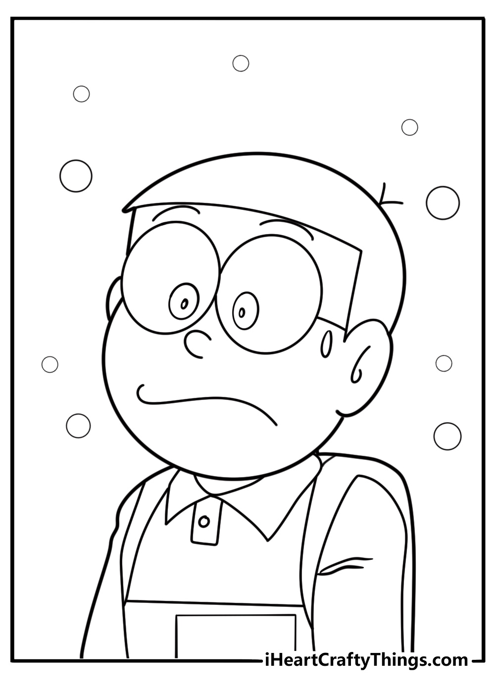Nobita looking confused coloring sheet