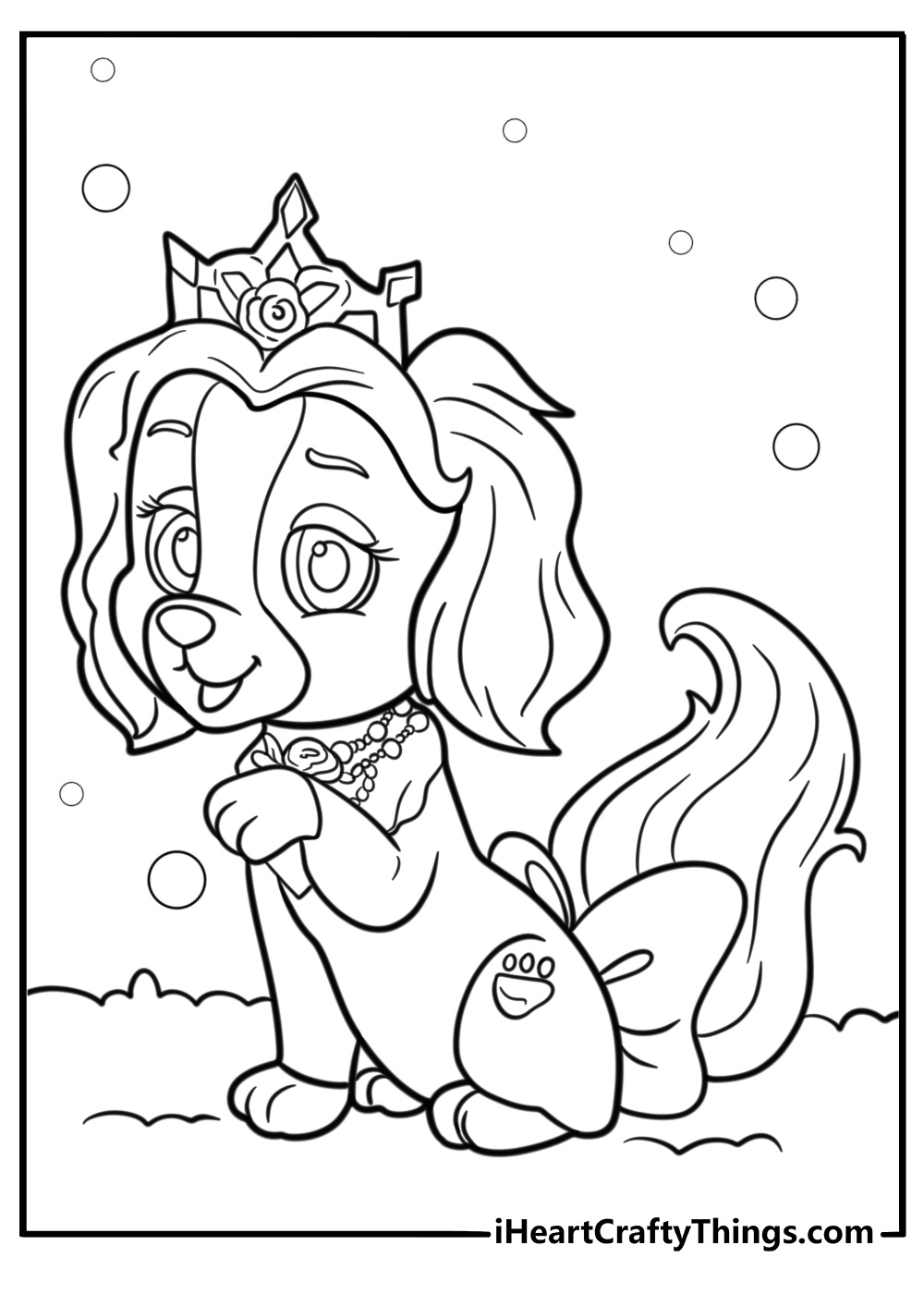 Palace Pets with royal tiaras coloring page for kids