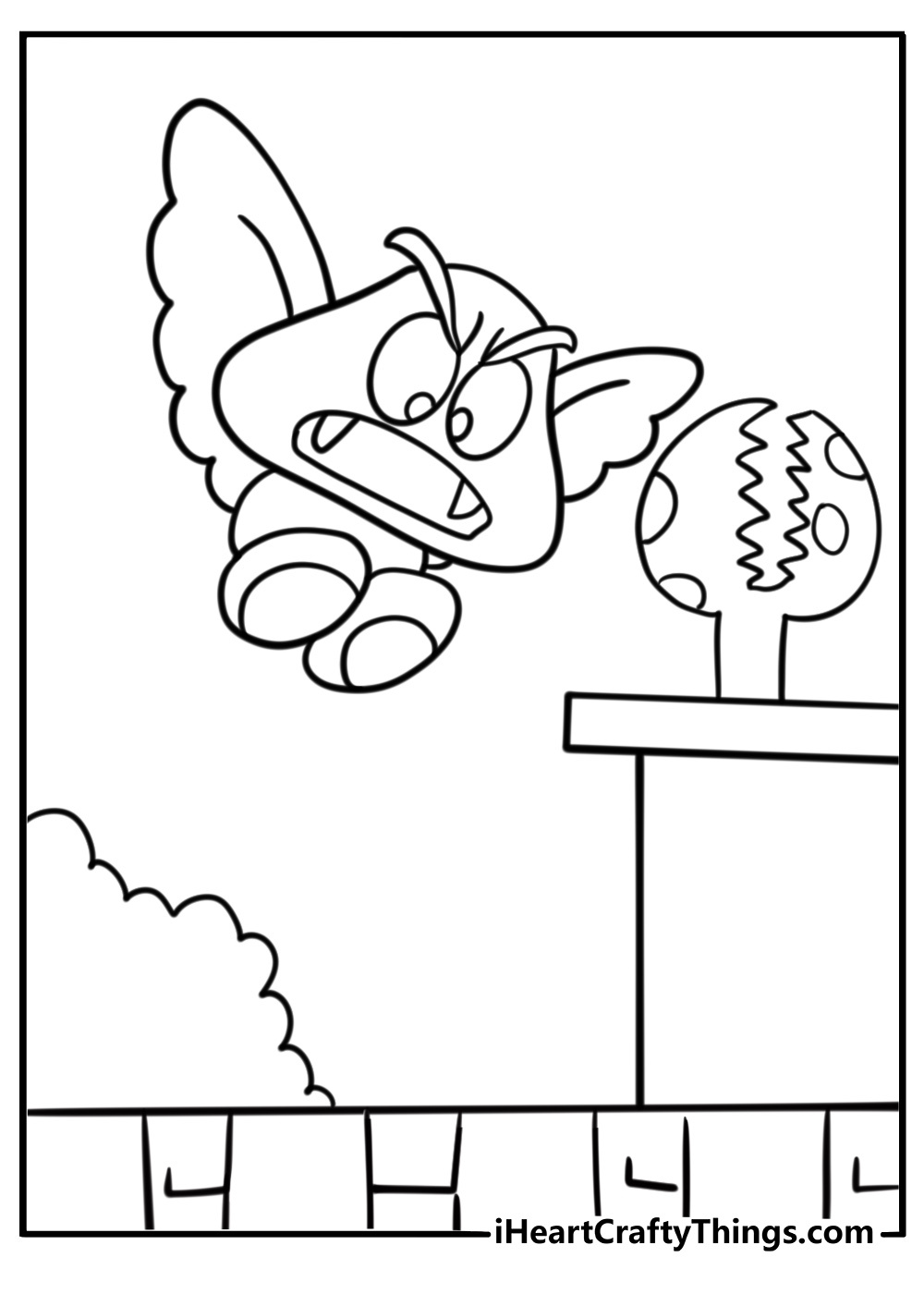 Paragoomba swooping down from the sky printable coloring sheet
