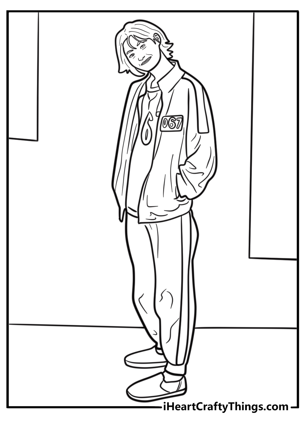 Player 067 standing in uniform detailed coloring sheet