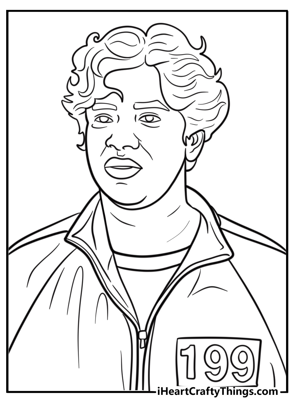 Player 199 with number tag printable coloring sheet