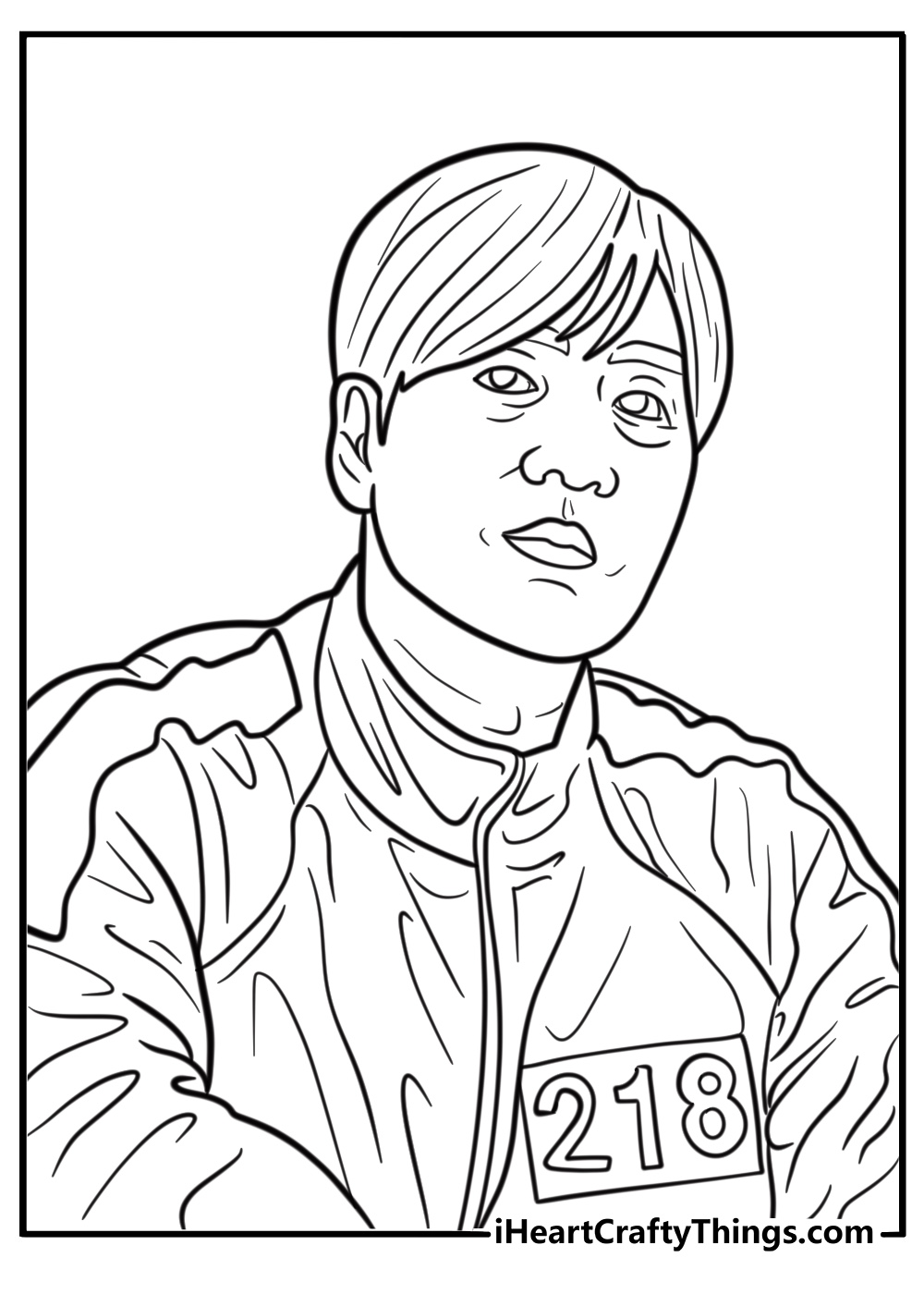 Player 218 with serious expression free coloring page
