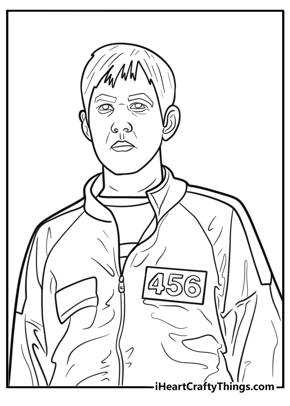 Player 456 in green tracksuit coloring page