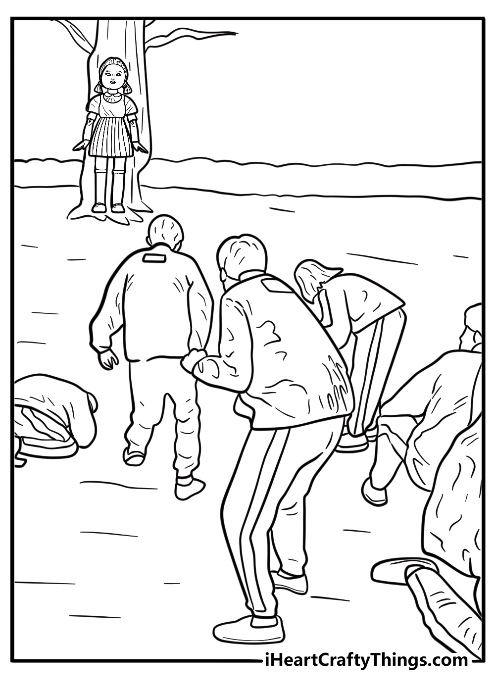 Player running during Red Light Green Light coloring sheet