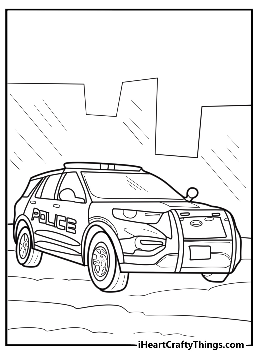 Police car based on a Ford Interceptor on duty coloring page