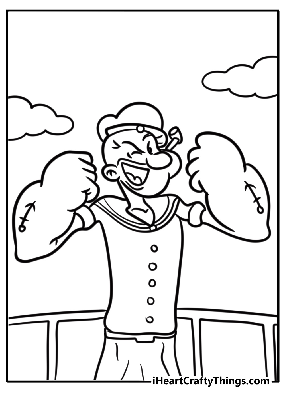 Popeye with anchor tattoo on arm printable coloring sheet