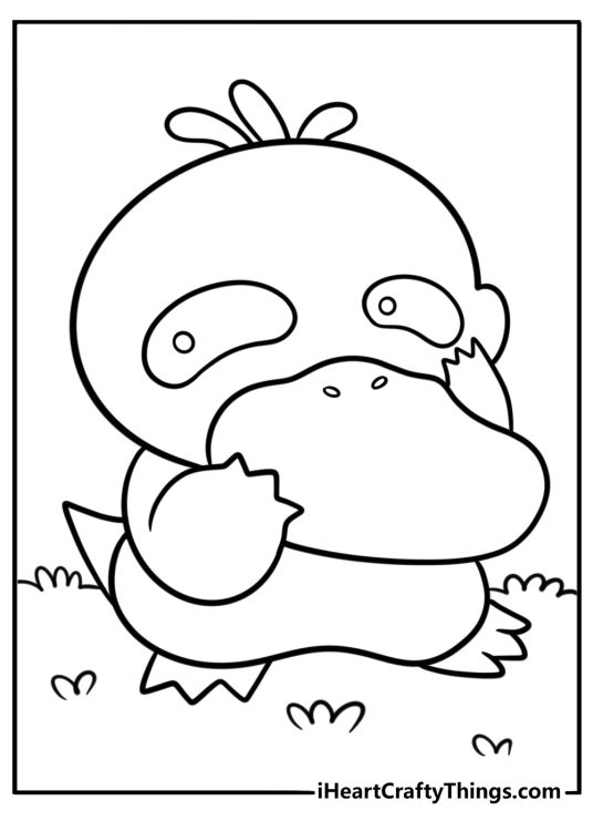 Psyduck in a thinking pose coloring page