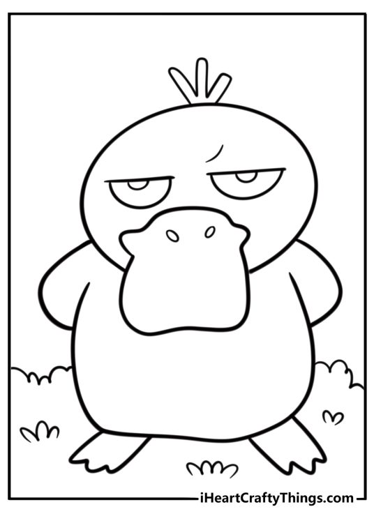 Psyduck looking puzzled coloring page