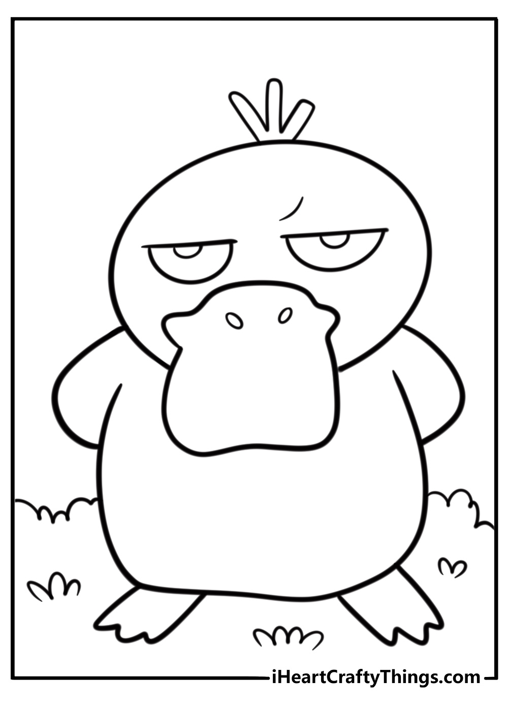 Psyduck looking puzzled coloring page
