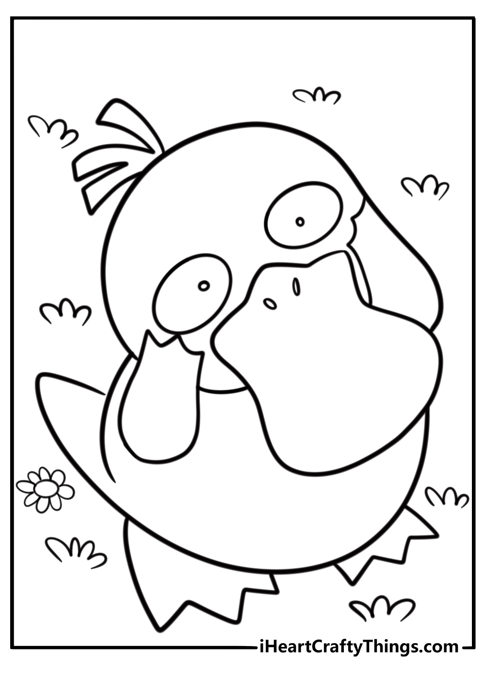 Psyduck with a headache pose coloring page