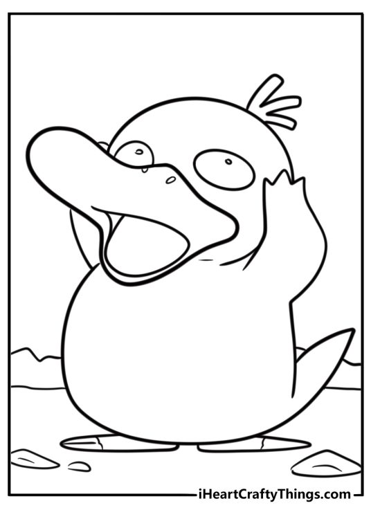 Psyduck with its bill open coloring page