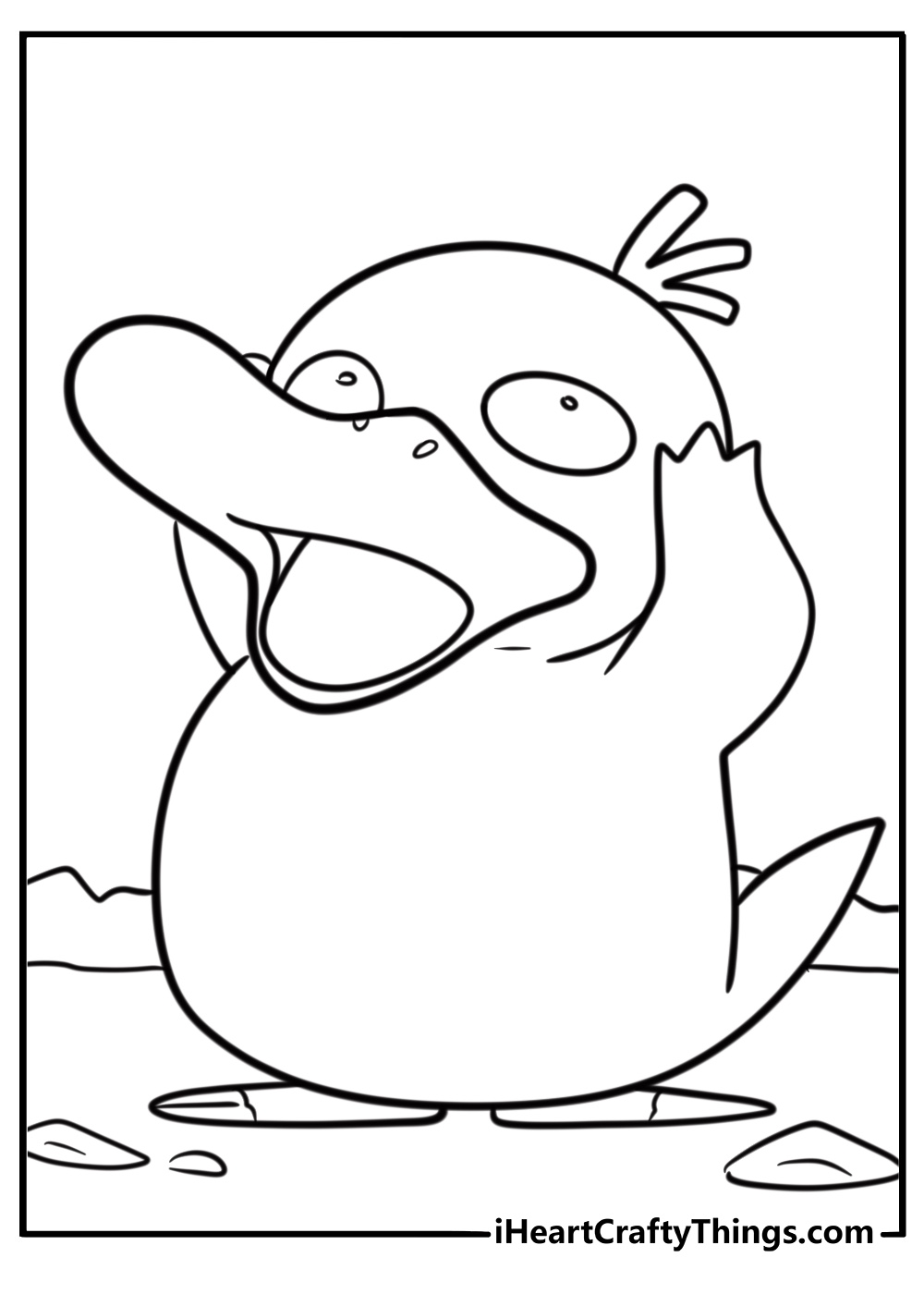 Psyduck with its bill open coloring page