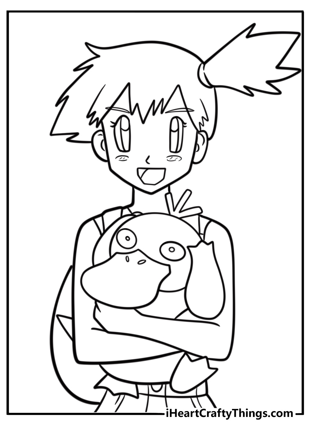 Psyduck with Misty from Pokemon coloring page
