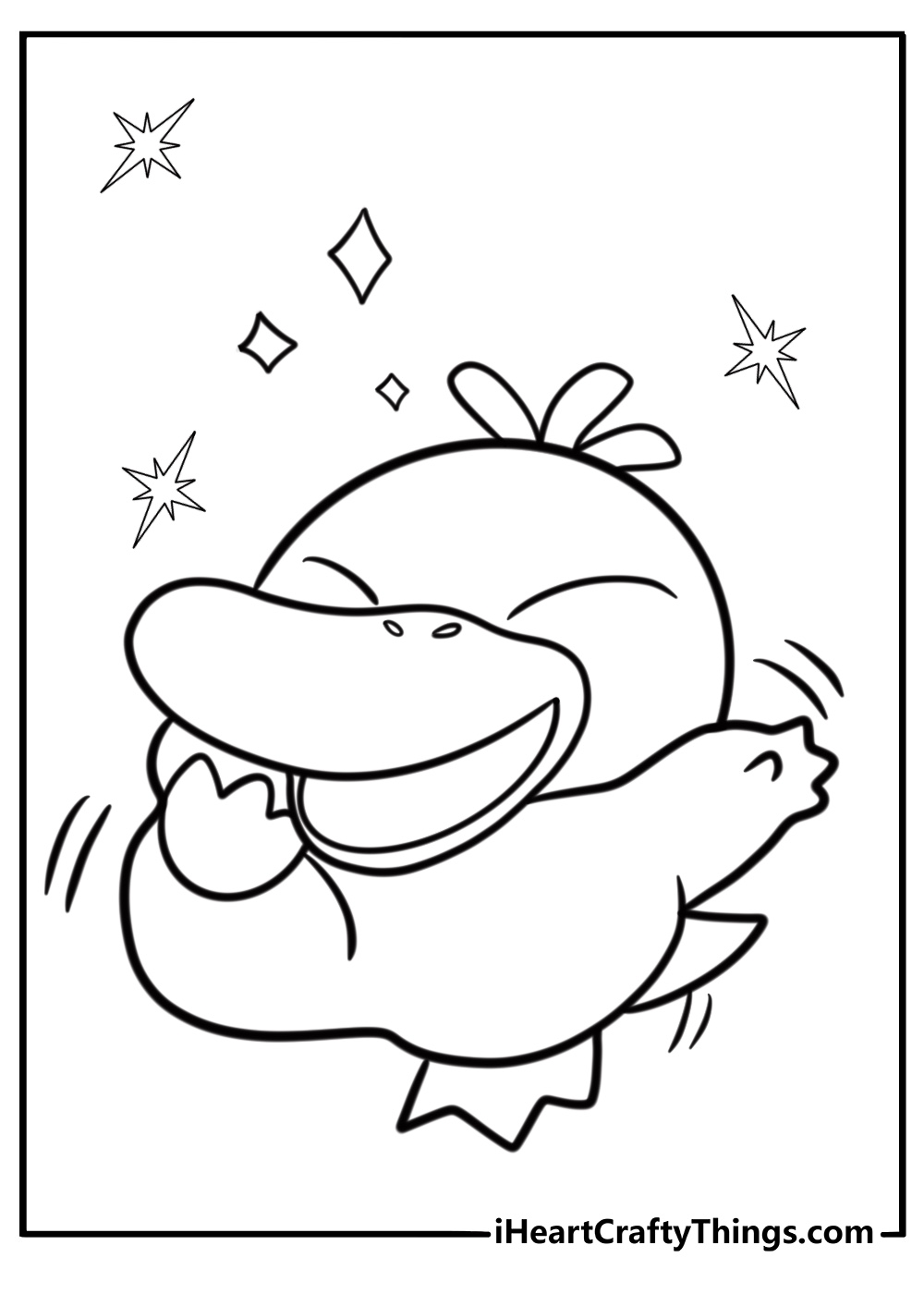 Psyduck with sparkles around its head coloring page