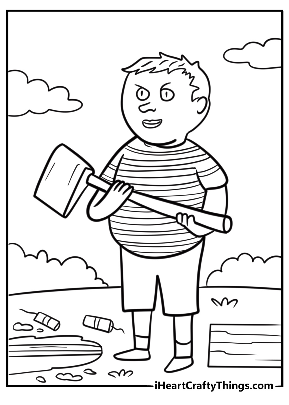 Pugsley Addams setting up a trap coloring page