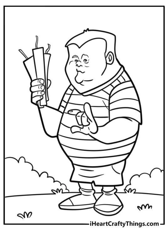 Pugsley building a homemade bomb coloring page