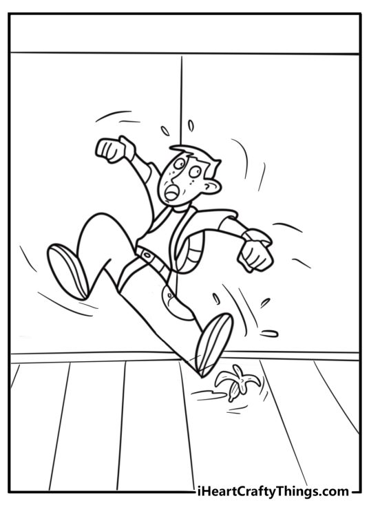 Ron Stoppable slipping on a banana coloring sheet