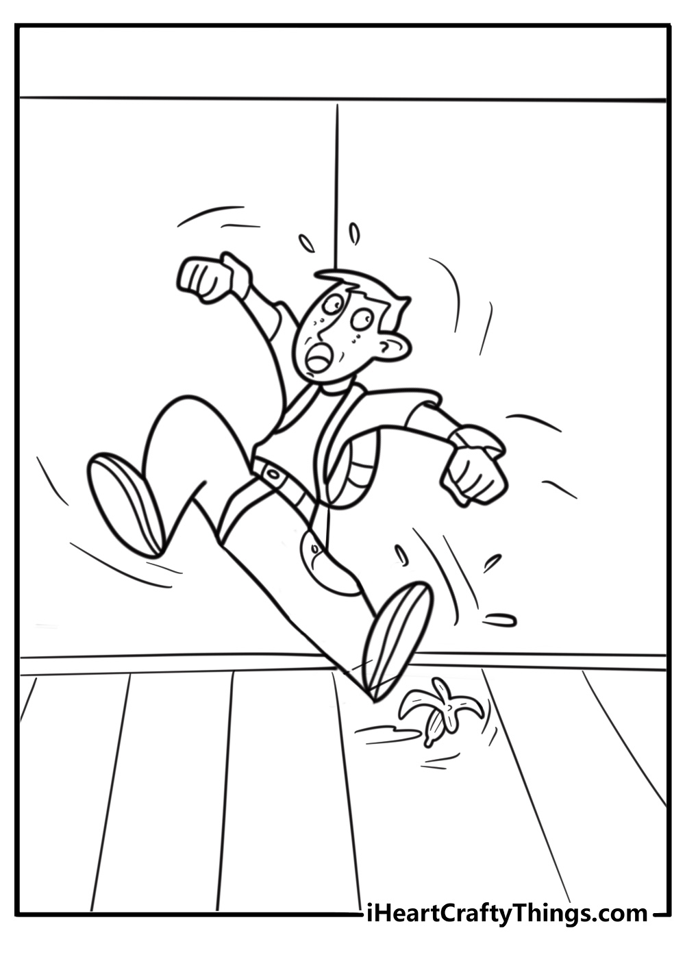 Ron Stoppable slipping on a banana coloring sheet