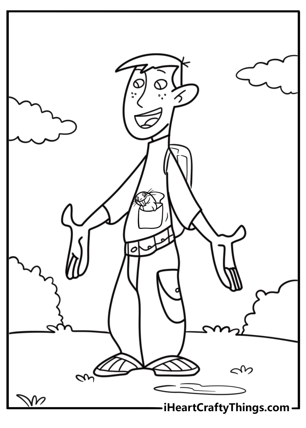 Ron Stoppable wearing a mission suit coloring sheet