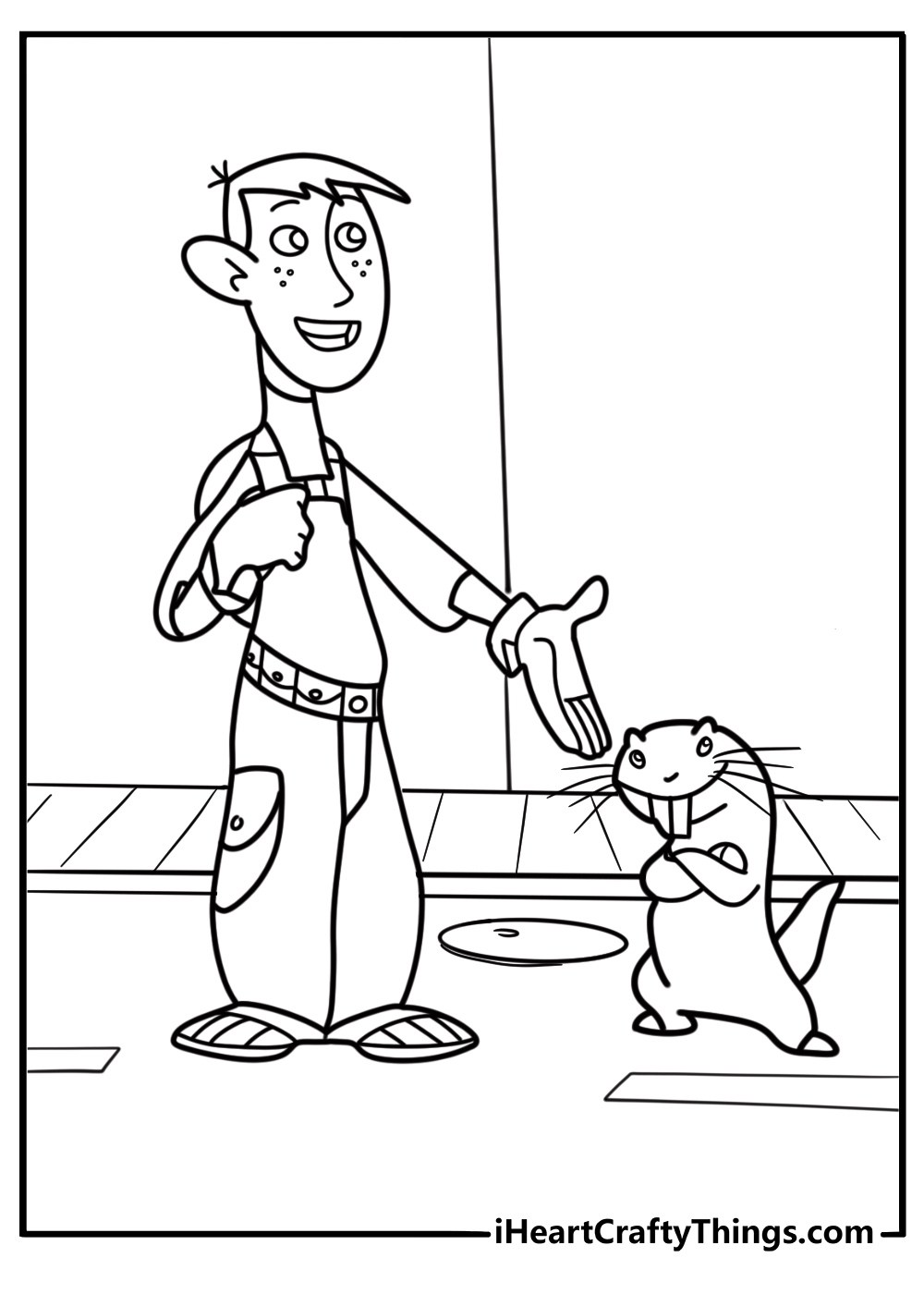 Ron Stoppable with Rufus the naked mole rat coloring sheet