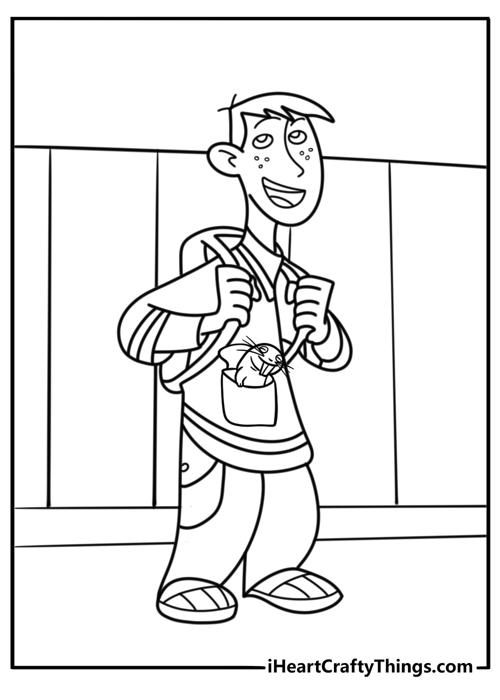 Rufus popping out of Ron's pocket free coloring page pdf