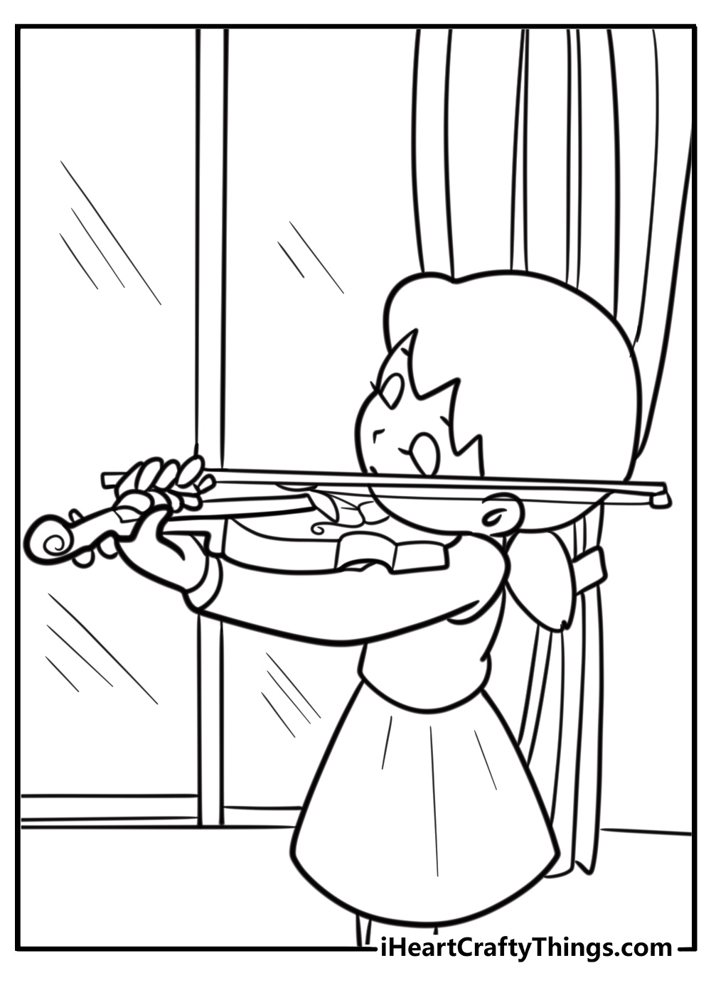 Shizuka playing the violin printable coloring sheet