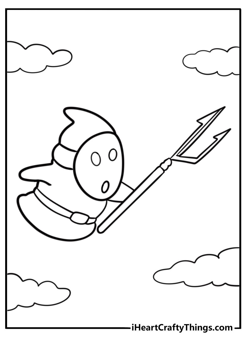 Shy Guy carrying a spear from Mario RPG coloring sheet