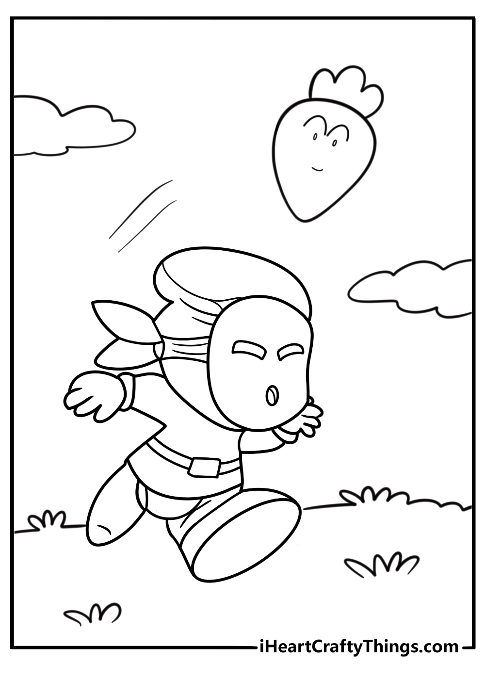 Shy Guy throwing a turnip from Super Mario Bros 2 coloring page