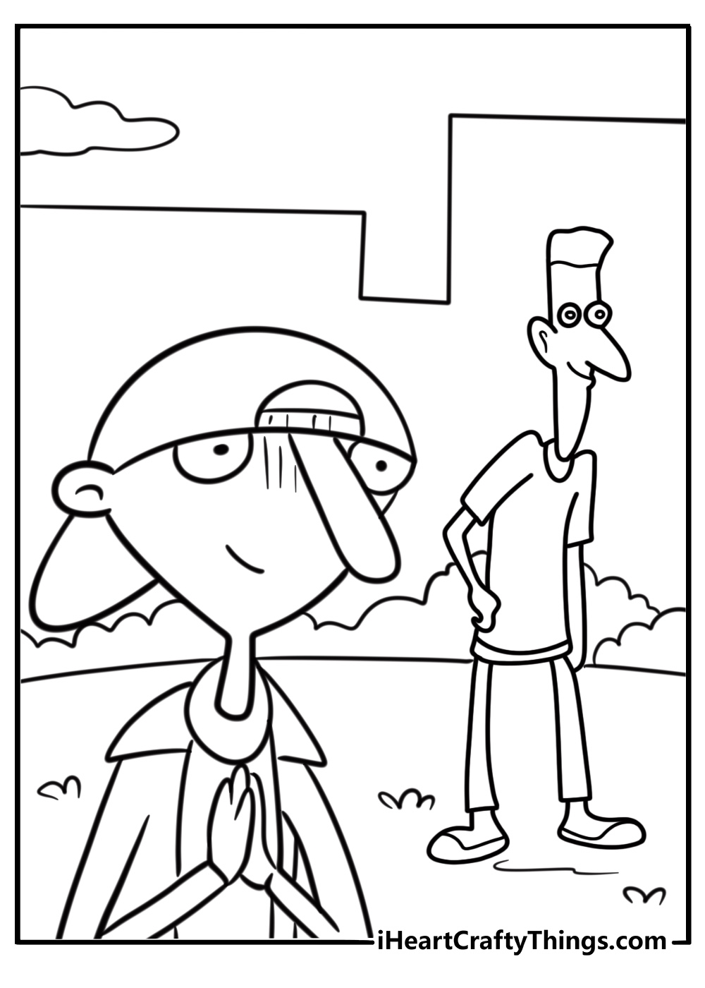 Sid and Stinky talking at school coloring page