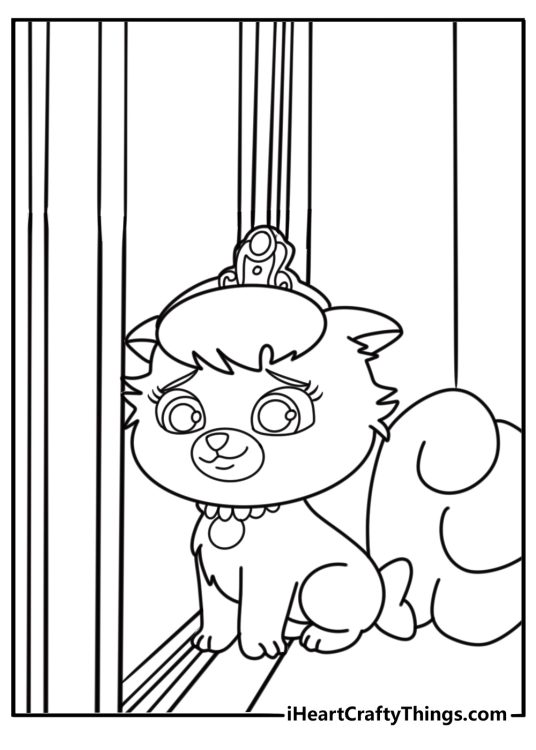 Slipper the kitten on a window ledge free coloring page