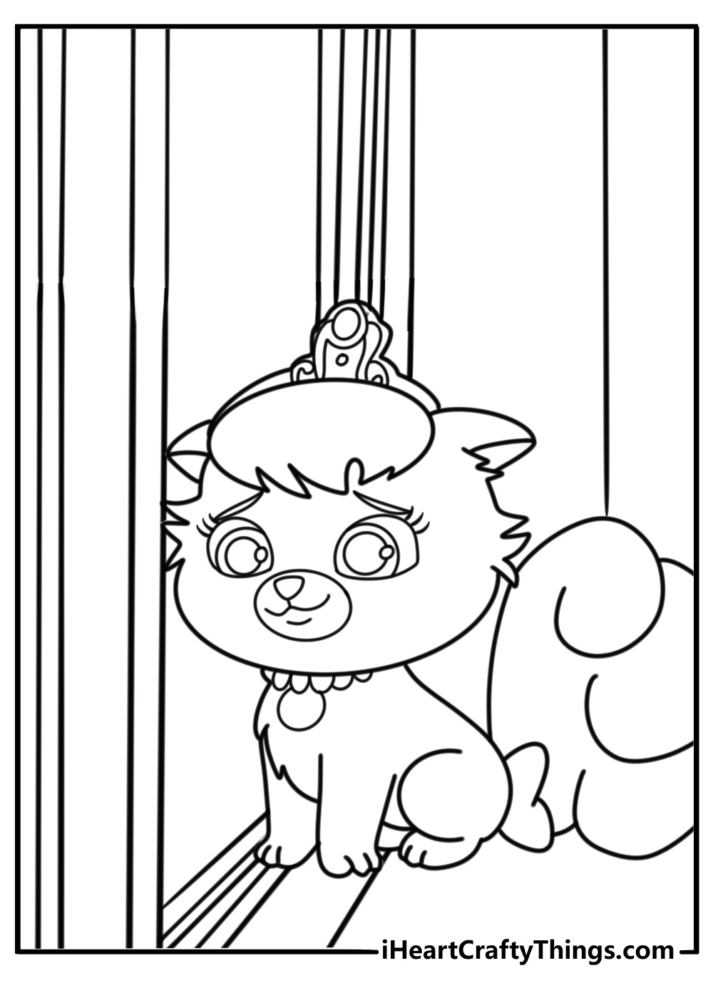 Slipper the kitten on a window ledge free coloring page