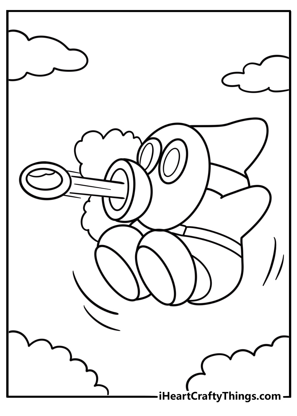 Snifit Shy Guy shooting a bullet from mouth coloring page