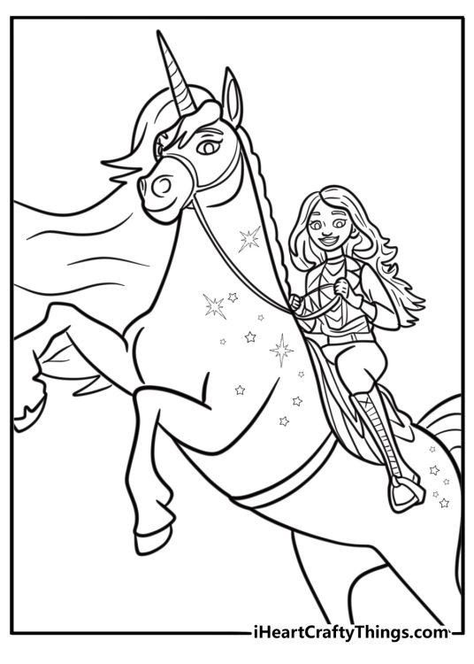 Sophia riding her unicorn Wildstar coloring page
