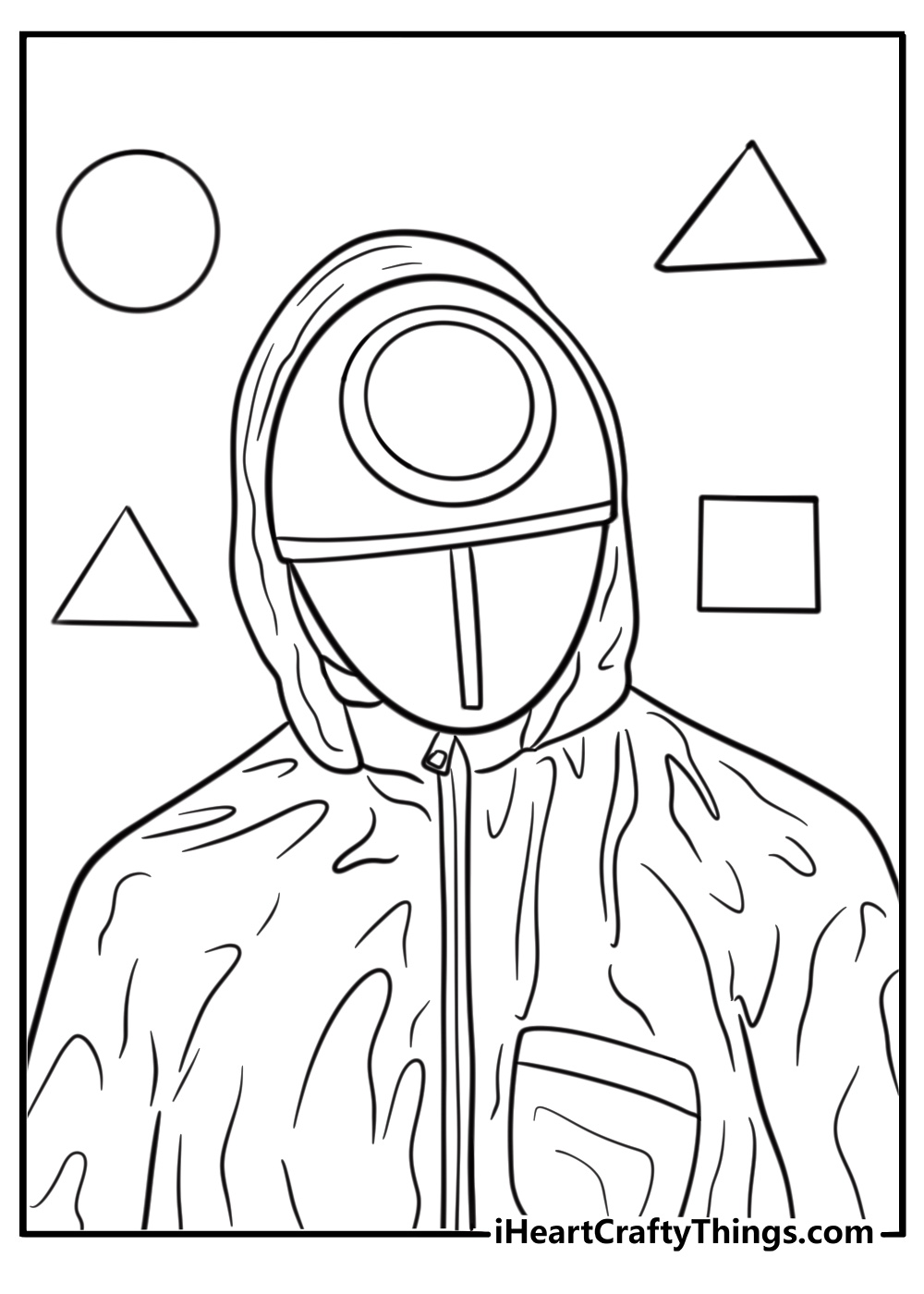 Squid Game guard with circle mask coloring page