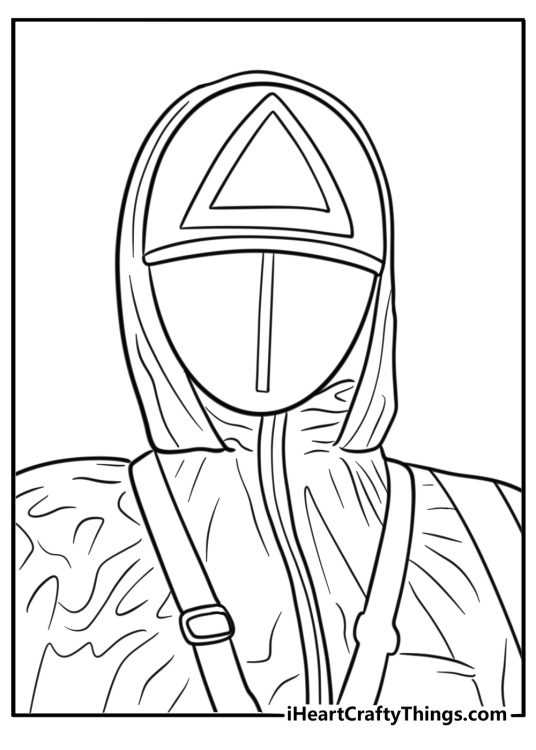 Squid Game guard with triangle mask coloring sheet