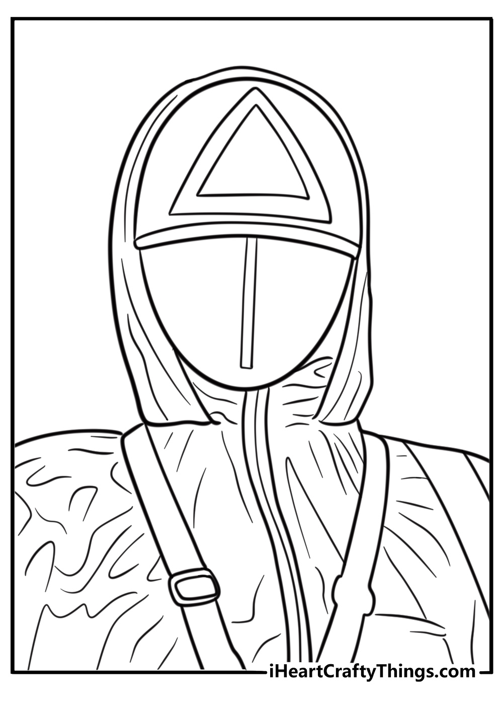 Squid Game guard with triangle mask coloring sheet