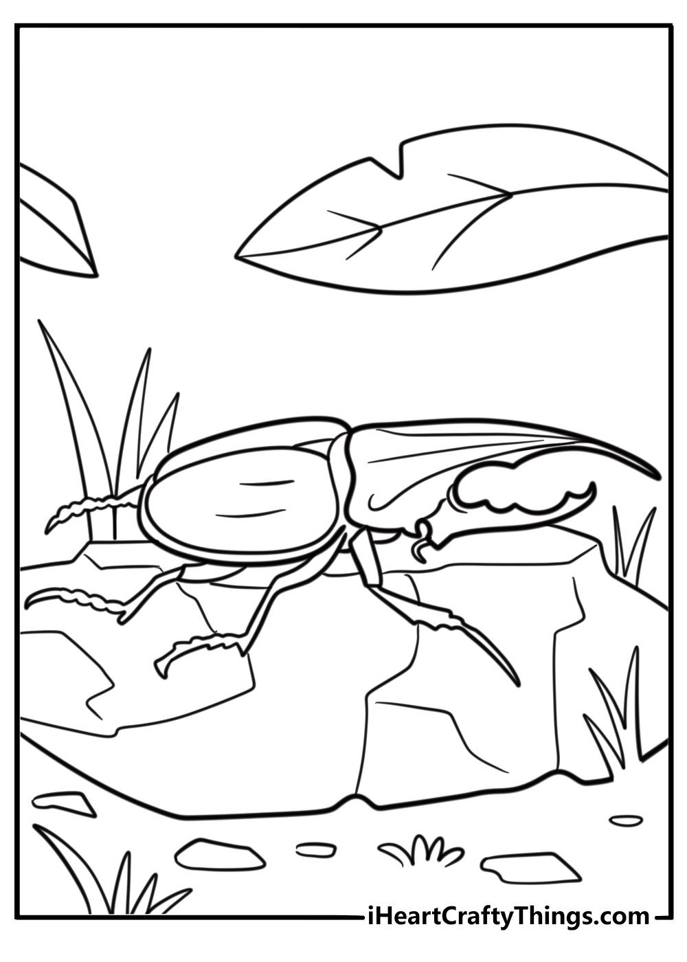 Stag beetle with big antlers coloring page