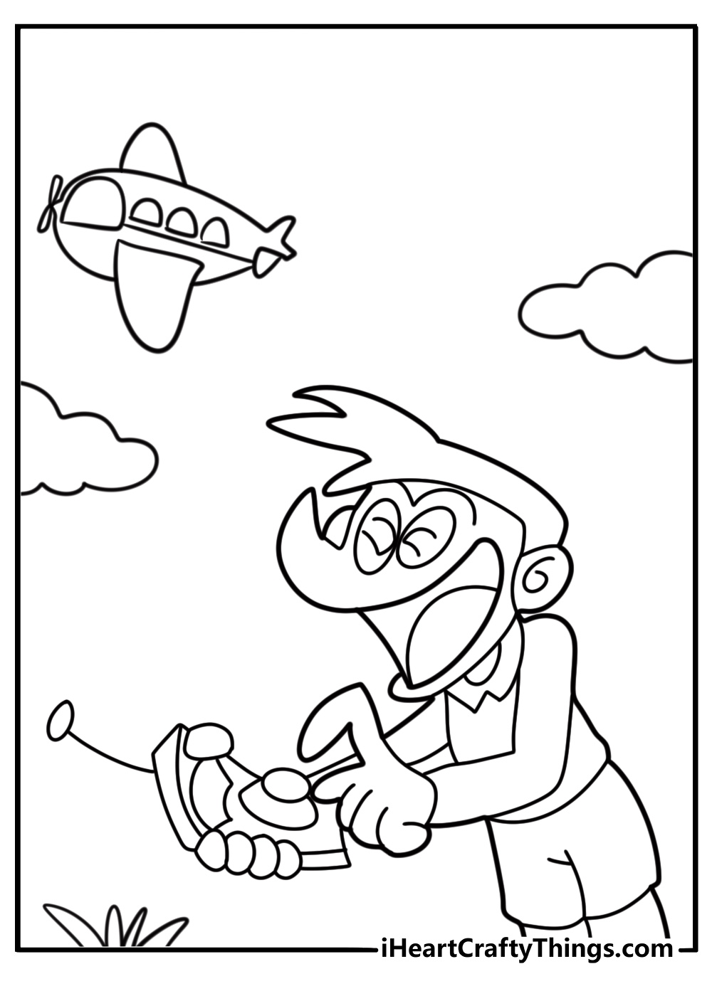 Suneo showing off his toy detailed coloring sheet